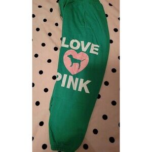VS PINK CAMPUS PANTS JOGGERS BLING SHINE GREEN xxl